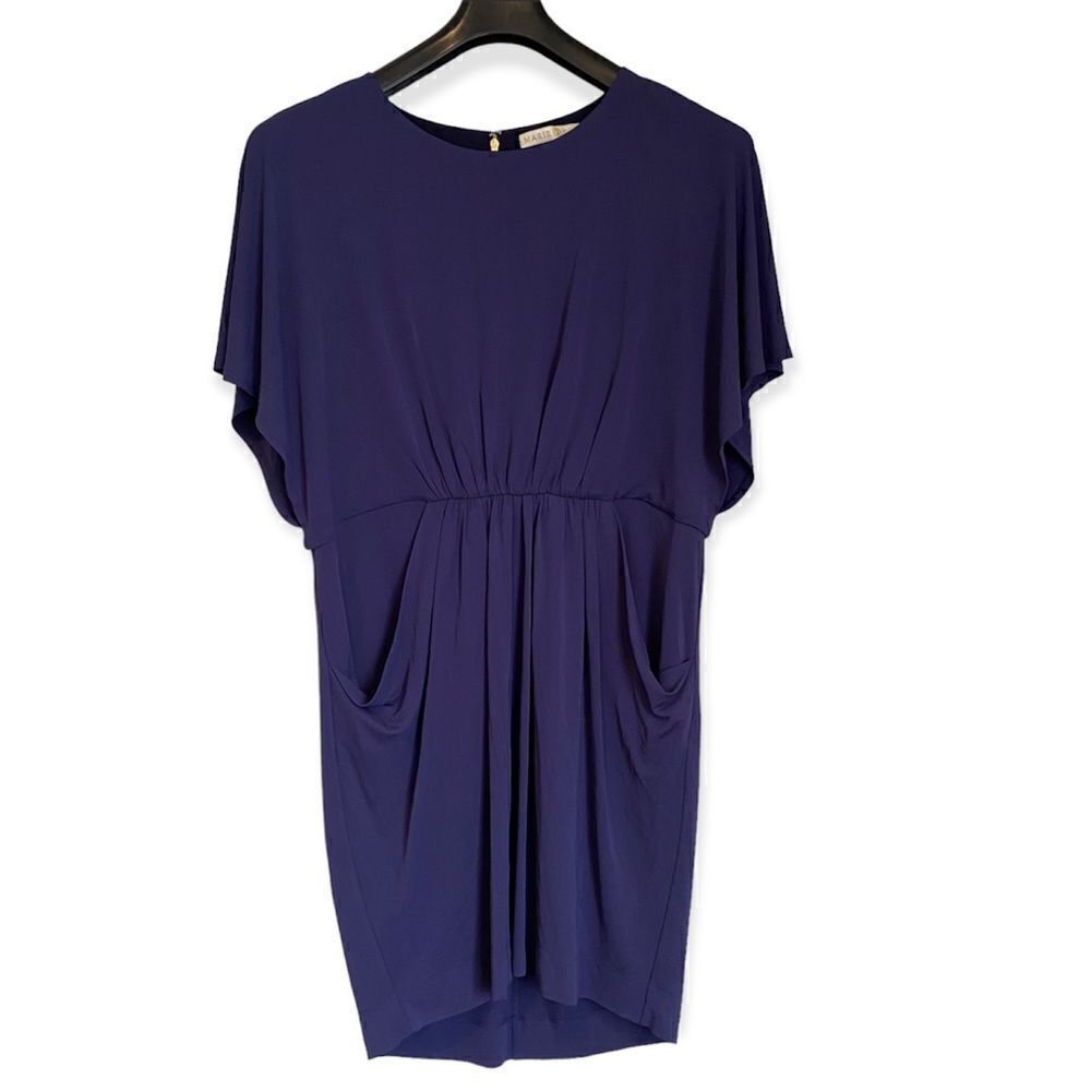 Marie Oliver Dolman Sleeve Gathered Front A Line Dress Blue Size Large